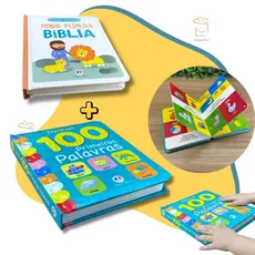 Kit Livro Minhas 100 Primeiras Palavras + Bíblia Infantil Menina ou Menino Presente Bebê Criança