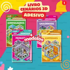 4 Livros Adesivo Cenário Criar Cenas 3D de Paisagismo Kawaii Fofo Presente Criança