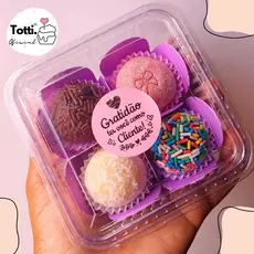 Kit 50 Embalagem Para Sobremesa Brigadeiro Bolo Docinho Salgados Quadrada 200ml 4 Brigadeiros