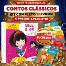 Kit 9 Livros Infantis Contos Clássicos - Pinóquio Os 3 Porquinhos Cinderela Branca de Neve Bela