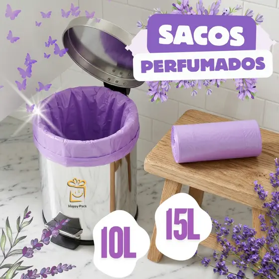 Kit Saco de lixo 15Litros 10Litros Perfumado Chá Branco Lavanda Diva Rosa 3kg 40 a 160 sacos