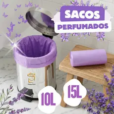Kit Saco de lixo 15Litros 10Litros Perfumado Chá Branco Lavanda Diva Rosa 3kg 40 a 160 sacos