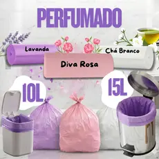 Kit 40 a 160 Sacos de lixo Perfumado Neutralizador Chá Branco Lavanda Diva Rosa