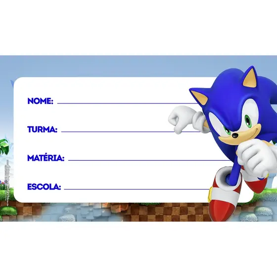 20 ETIQUETAS ESCOLAR SONIC 2026 KIT COM 20 ADESIVOS ESCOLAR DO SONIC 8X5