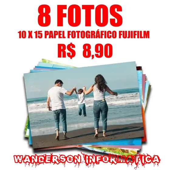 Revelação de fotos 10x15 - 8 fotos reveladas no papel fotográfico