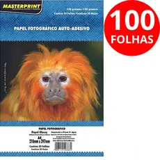 Papel Fotográfico Adesivo 130g A4 Glossy Brilhoso Kit 50 e 100 Folhas Masterprint