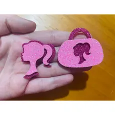 50 apliques em Eva para acessorios pet (rosto da Barbie bolsa da Barbie)