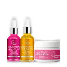 Skin Care Sérum Rosa Mosqueta + Máscara Hidratante Facial + Vitamina C-10 - Kit Completo