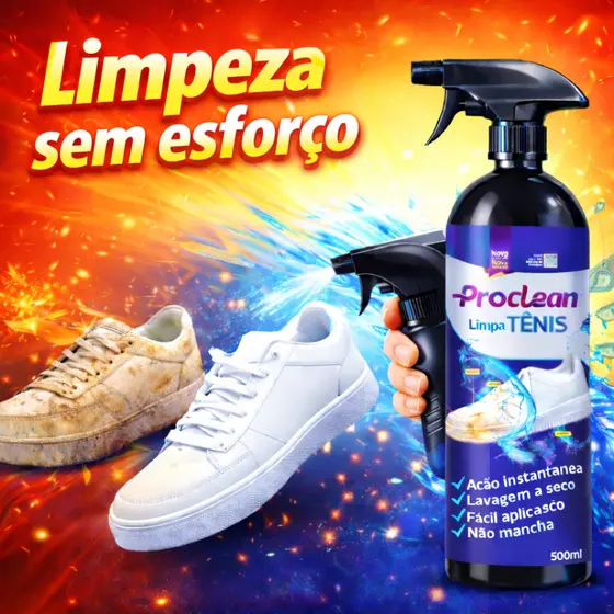 Limpa Tênis ProClean 500ml Limpeza Profunda Higienizador Calçados 👟✨ Envio Imediato