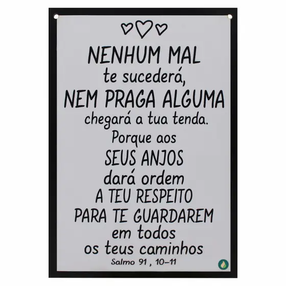 Quadro Decorativo Salmo 91 Versículo Bíblico MDF  Religioso para Quarto, Sala e Escritório