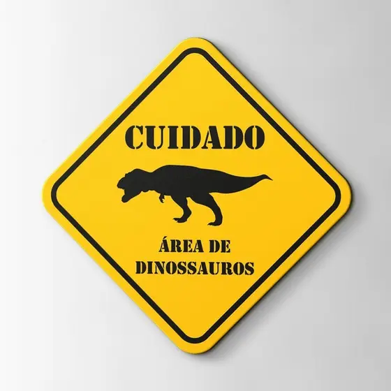 Quadro Decorativo Infantil Dinossauros Divertidos 20x20 Decoração Criativa Quarto Sala