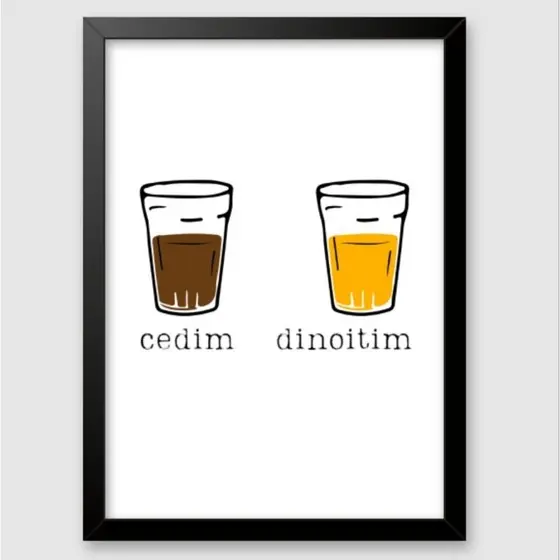 Quadro Decorativo Divertido Cedim Dinoitim Café Cerveja Bar Cozinha MDF 20x30cm Estilo Moderno