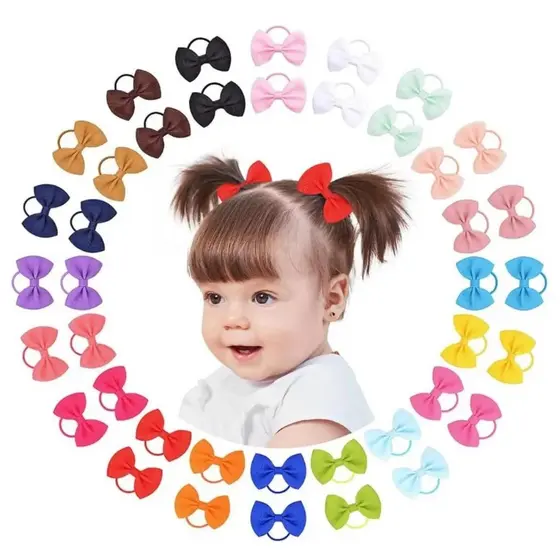 20/40 Pçs/Lote Fitas De Cabelo Cabeça Arcos Gravata Para Meninas Elástico Sólido Bowknot Borracha Hairband Crianças Head