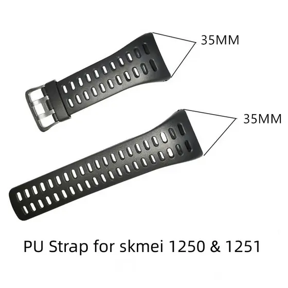 Cinta Esportiva Exterior Para Skmei 1251 1250 Preto Verde Cor Soft PU Band Compatível Com Relógios De 35mm De Largura