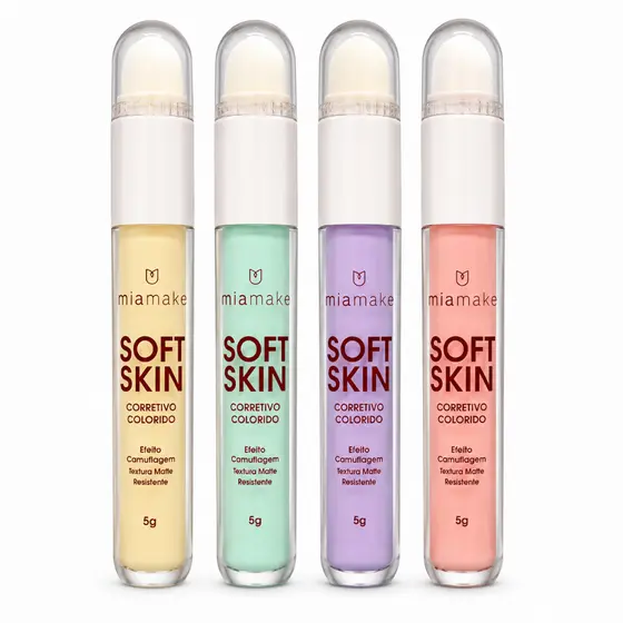 Mia Make Corretivo Líquido Colorido Soft Skin Com Esponja Aplicadora