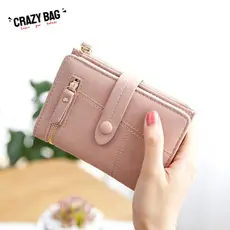 Crazy Bag Mini Multifunctional Leather Women's Wallet With Buckle