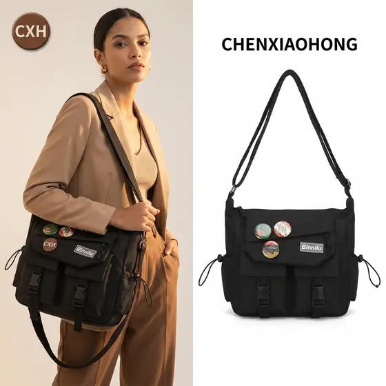 Bolsa Horizontal de Grande Capacidade para Homens e Mulheres, Bolsa de Lona em Bloco de Cores, Mochila de Estilo Urbano