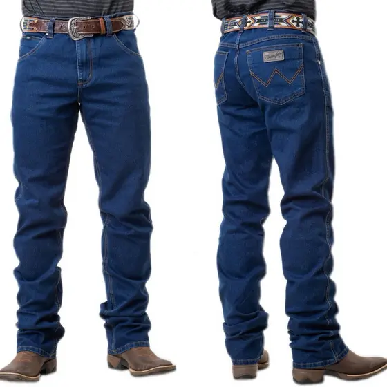 Calça masculina country jeans rodeio montaria tradicional larga