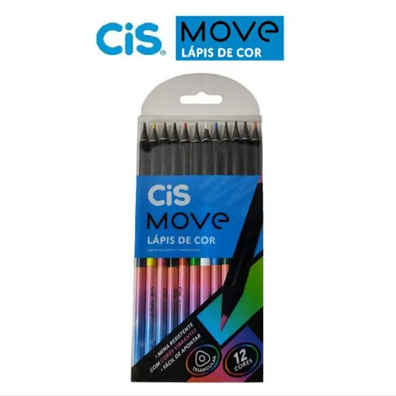 Lápis De Cor 12 Cores Move Cis - 1 Estojo Com 12 Cores