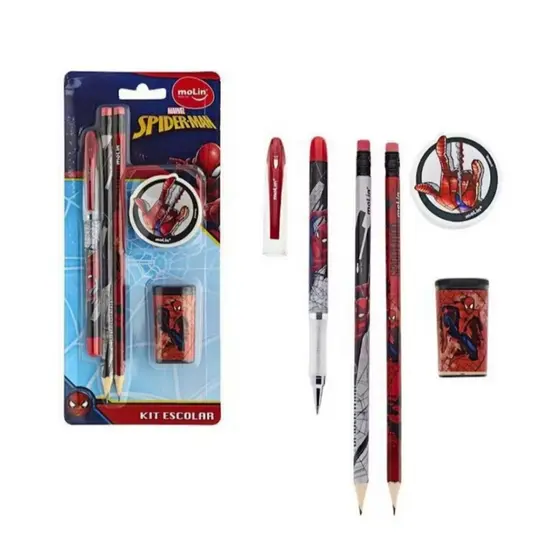 Kit Escolar Homem Aranha (Spiderman) 5 Peças Molin - 1 Kit