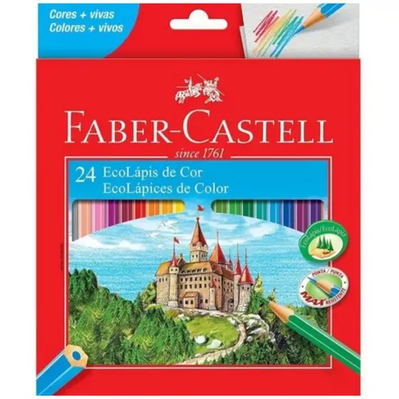 Lápis de cor Ecolápis Faber Castell 24 cores sextavado
