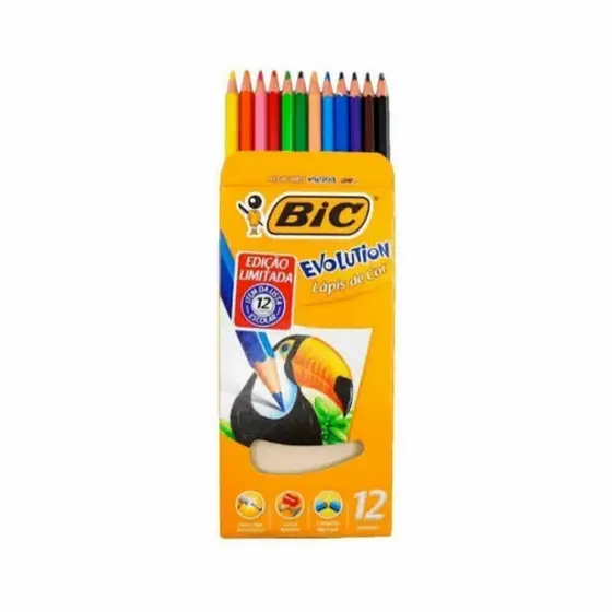 Lápis De Cor 12 Cores Evolution BIC - 1 Estojo Com 12 Cores