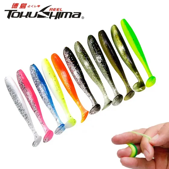 10pcs/bag T Cauda 5,5cm/7cm/9cm De Duas Cores Pás Nadadores Soft Lure Silicone Wobbler Long Throw Artificial Worm
