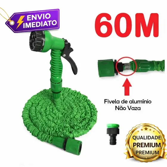 Mangueira Mágica Original 60 Metros Flexível Expansível Para Jardim