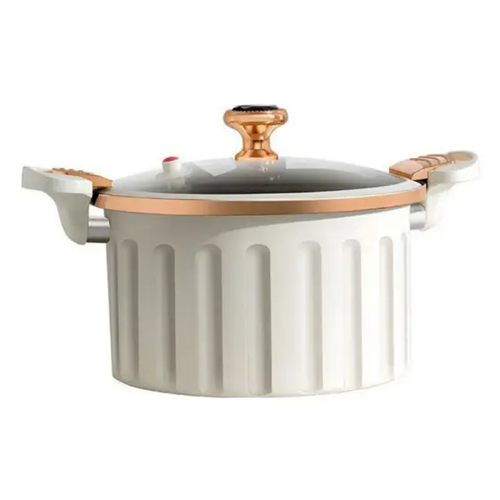 Panela Micro Pressão 7L 26CM Ceramica Caçarola Antiaderente Off White Cozimento Rápido