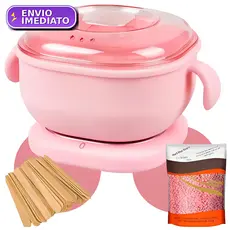 Kit Depilação Profissional Panela Elétrica + Cera + Espátulas Completo