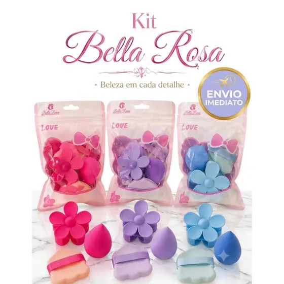 Conjunto Pregadeira com Esponjinhas Presilha Maquiagem Designe Moderno Flor