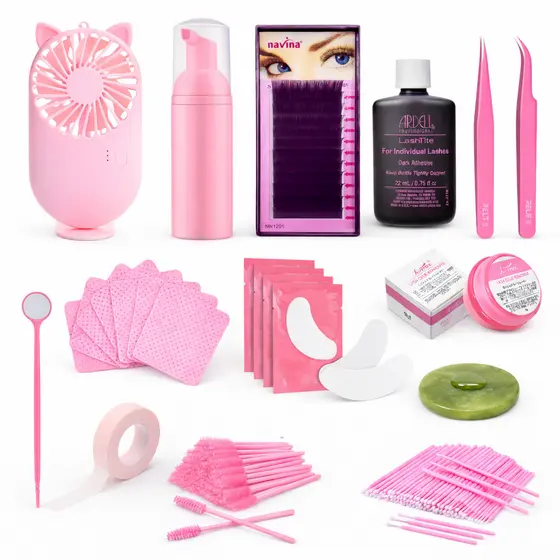 Kit Iniciante Completo Extensão Cílios Profissional Cola, Removedor Funmix Pinças Ventilador Pump