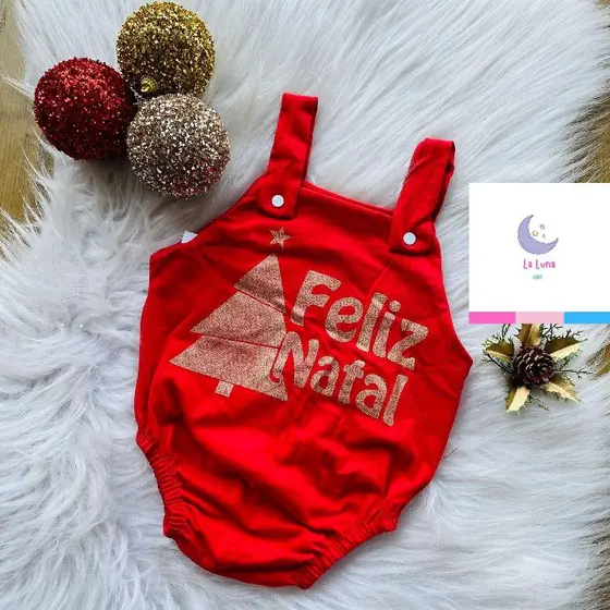 Macacão Natalino Bebê Unissex Feliz Natal - Look de Natal Infantil