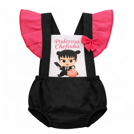 Romper Bebê Menina Poderosa Chefinha Roupa Mesversário Festa Fantasia Infantil Jardineira Bori 2