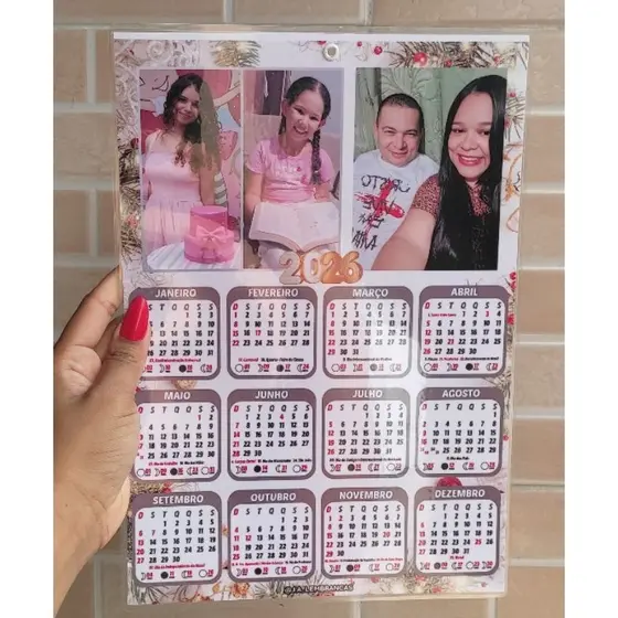 Calendário A4 2026 | Calendário Plastificado | Calendário Com Imã | Lembrancinha de aniversário Calendário