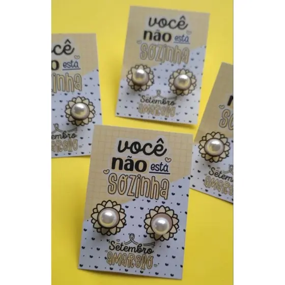 Lembrancinha Setembro Amarelo | Mimo Para Clientes Setembro Amarelo| Card Com Brinco Setembro Amarelo