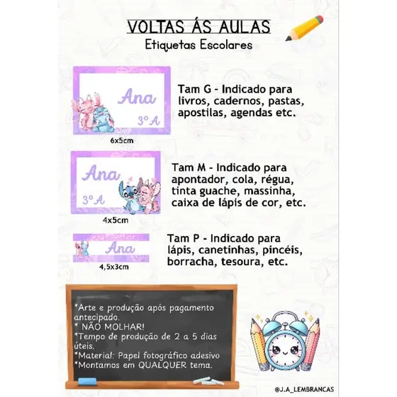 Etiquetas Escolares | Volta às Aulas | Etiquetas para Material Escolar