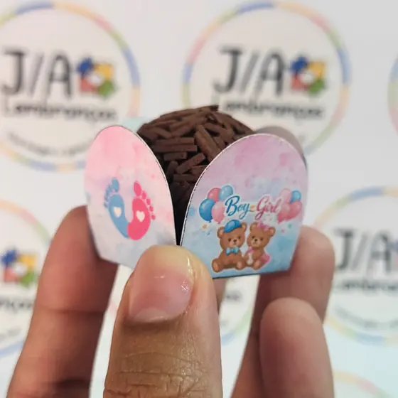 Forminha De Brigadeiro Chá Revelação, Ursinhos Rosa e Azul