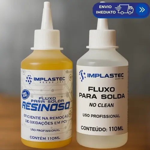 Fluxo de Solda Profissional Implastec – Resinoso com Breu + Líquido No Clean 110ml Eletrônica