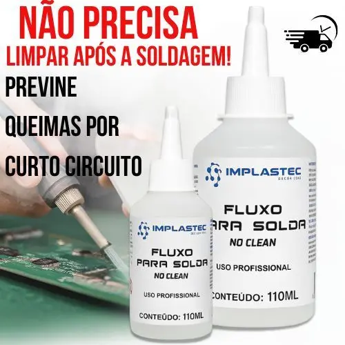 Fluxo de Solda Liquido Profissional para Estanho Conserto em Placas Eletrônicas Celulares Implastec