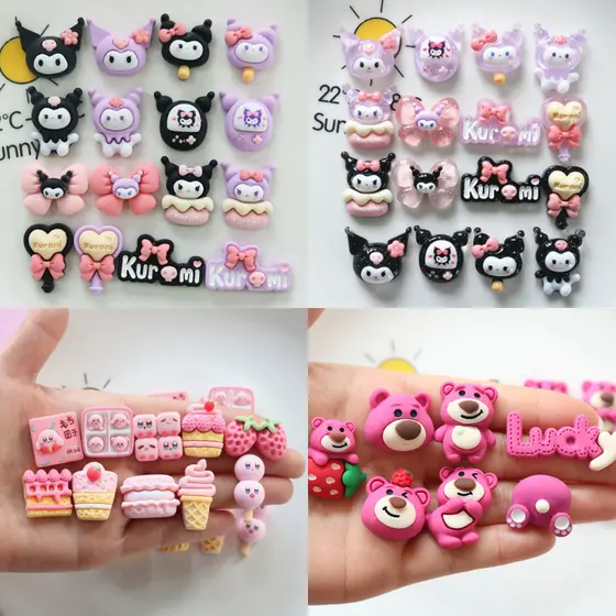10Pcs/set 【 Random Mixed 】 Cartoon Flatbacks Bonitos Para Materiais Artesanais De Bricolagem