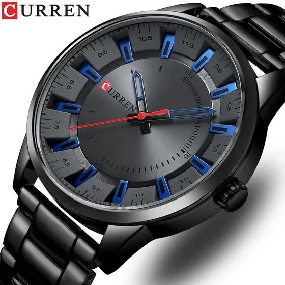 CURREN Relógio De Pulso Masculino De Quartzo Com Pulseira De Aço Inoxidável Estilo Simples
