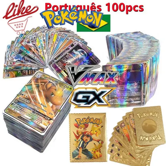 Kit 100pçs Cartas Pokémon Brilhante Carta Pokemon Portugues VMAX GX Vstar Gold Card Other Option 25pcs 50pcs