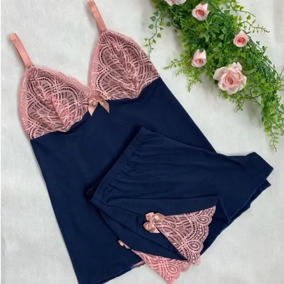 Short Doll Feminino Alcinha Pijama Sensual Baby Doll