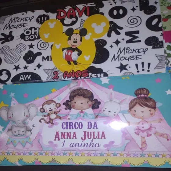 10 Adesivos personalizados para sacolinha 15×15 (todos os temas)