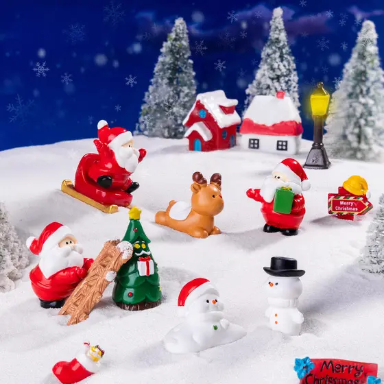 Estatuetas De Natal Em Miniatura Papai Noel Boneco De Neve Micro Paisagem Ornamentos Para O Do Quarto Casa Presentes