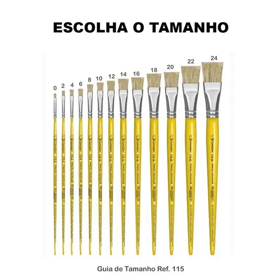Pincel Chato Escolar Cabo Longo Ref.115 - Condor (Escolha o Tamanho)