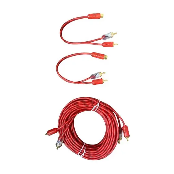 Kit Cabo Som Automotivo Injetado Rca 5 Metros + 2 Cabos Y Carro P/modulo