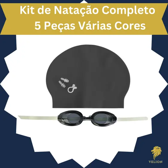 Kit Natação Infantil Completo Óculos Touca Protetor Ouvido e Nariz - Diversas Cores