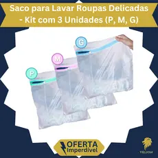 Kit 3 Unidades Saco para Lavar Roupas Delicadas (P, M, G) ou Uma Unidade de Cada Tam.